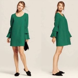 New ☆ a new day ☆ green reflection long sleeve dress boho tiered funky flowy XS